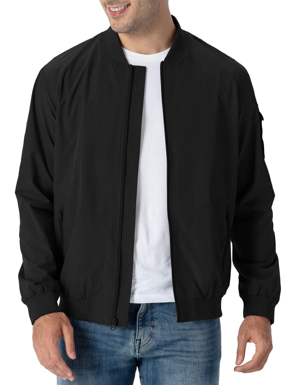 Rdruko Mens Windbreaker Lightweight Bomber Jacket Causal Fashion Light JacketBlack US S