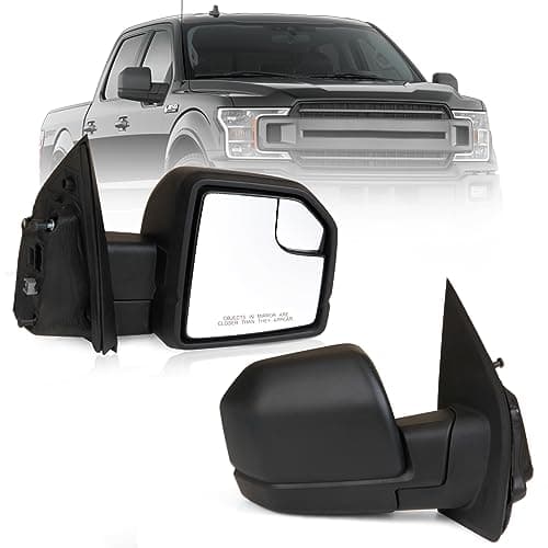 MITZONE F150 Passenger Side Rear View Mirror compatible with 2015-2020 Ford F-150 with Blind Spot Glass Power, 3-Pin Without Turn Signal Light, Non-Heated, Textured Black