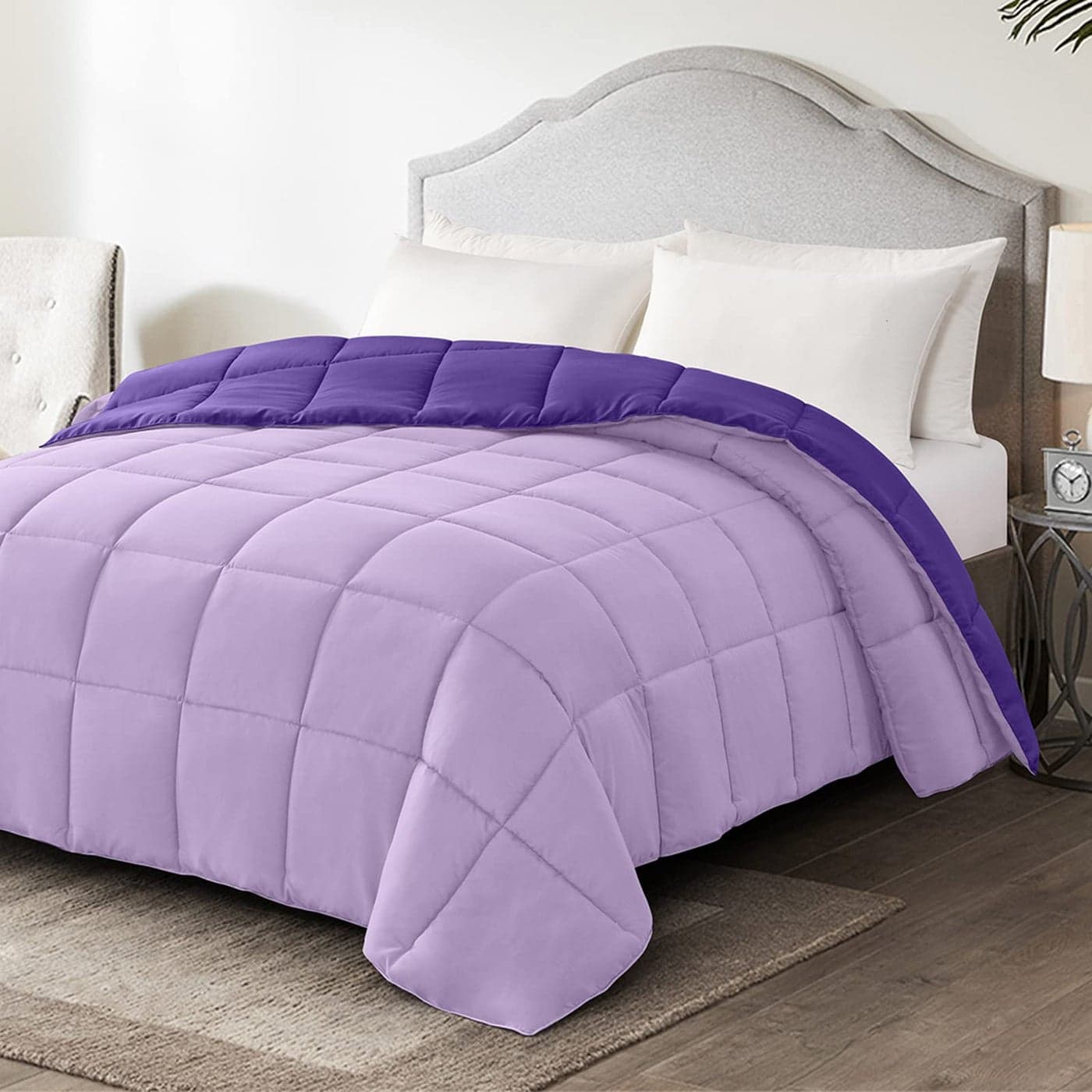 Homelike Moment Twin Comforter Duvet Insert Purple Down Alternative Bed Comforter Twin Size Lightweight Bedding Comforters Quilted Soft All Season Reversible PlumLight Purple