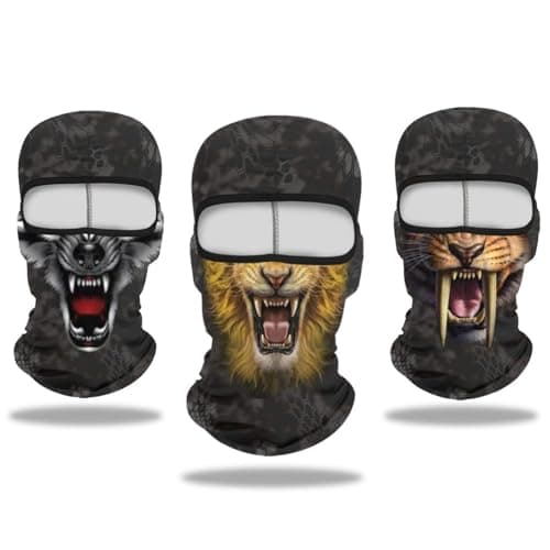 Cutewing Full Head Mask,3D Animal Print Balaclava Masks,3PCS Cool Full Face Mask Sun Protection,Outdoor Hood Headwear Face Cover Neck Gaiter for Motorcycle Fishing Snowboarding Cosplay