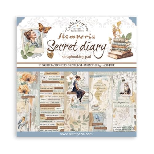 Stamperia International KFT Create Happiness Secret Diary Paper Pad 10 Sheets Multicoloured 203 x 203 8 x 8 SBBS103