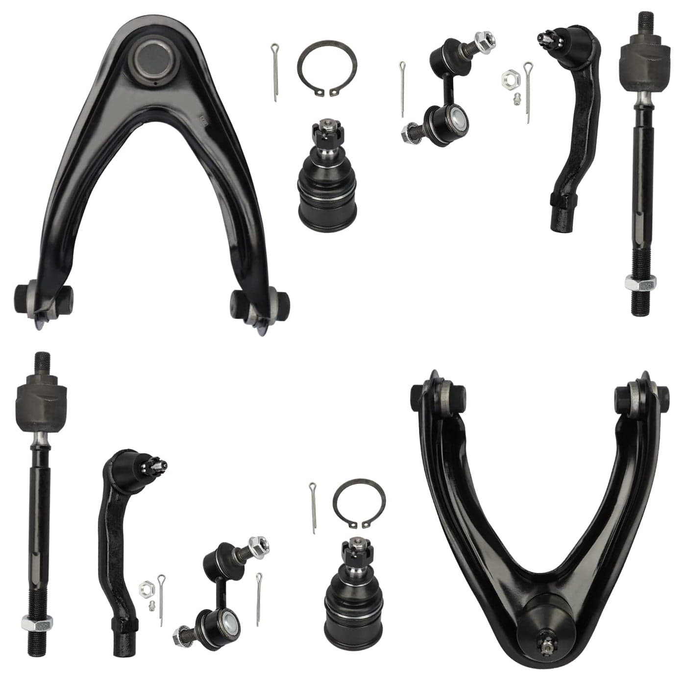 10pc Front Upper Control Arms Kit fits for Honda CRV 1997 1998 1999 2000 2001 wLower Ball Joints Tie Rod Ends Sway Bar End Links