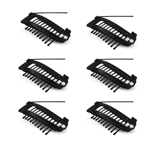 Sanas Hair Extension Clips For Women (6Pcs) Dupatta Clips For Brides (10 Teeth) Dupatta Safety Pins For Women Saree Pallu Pin For Head Bridal Dupatta Setting Clip Safety Hijab Hair Pins (6Pcs) (Black)