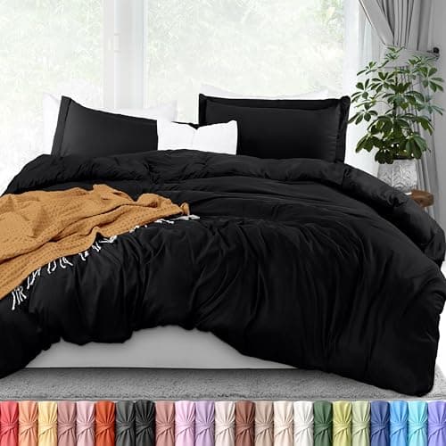 Utopia Bedding Duvet Cover California King Size 3 Piece with Zipper Closure 1 Comforter Cover 104X98 Inches 2 Pillow Shams 20X36 Inches Black Comforter Not Included
