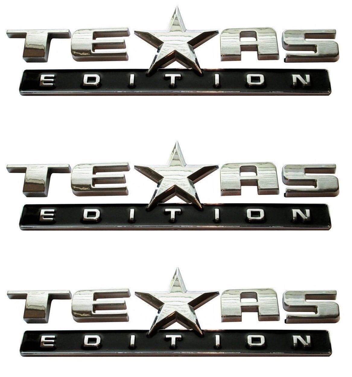 Muzzys Set of Three Texas Edition 3M Stick On Emblem Badge FITS GMC Sierra Chevy Silverado Suburban Tahoe Ford F150 Dodge Ram Nissan Titan Truck