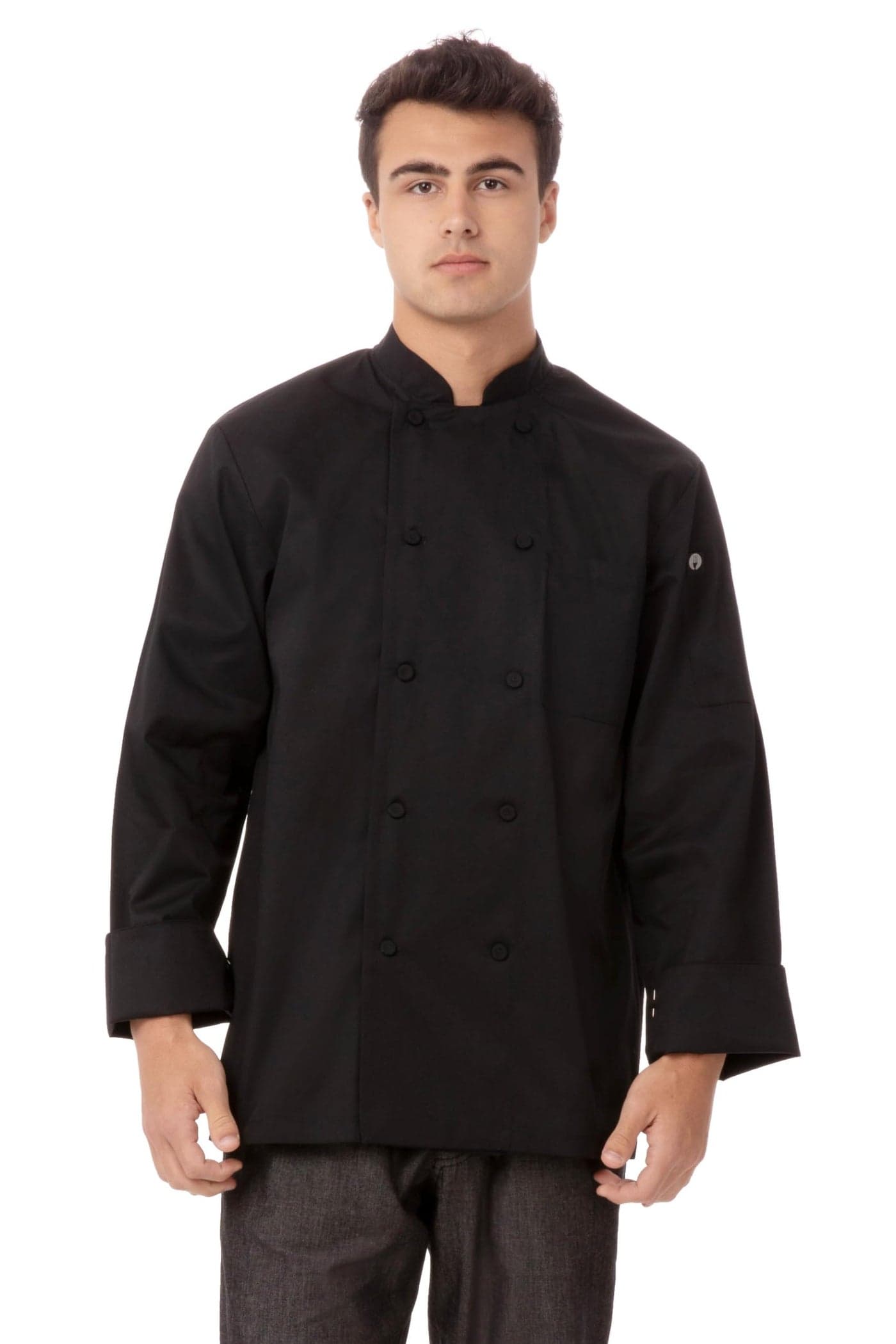 Chef Works Men's Calgary Cool Vent Chef Coat, Black, X-Small