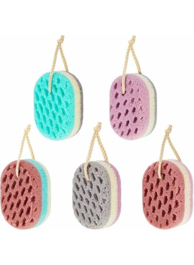 5 Pieces Soft Bath Sponge Gentle Soothing Body Fiber Exfoliating Shower Sponge for Women Men, Random Color