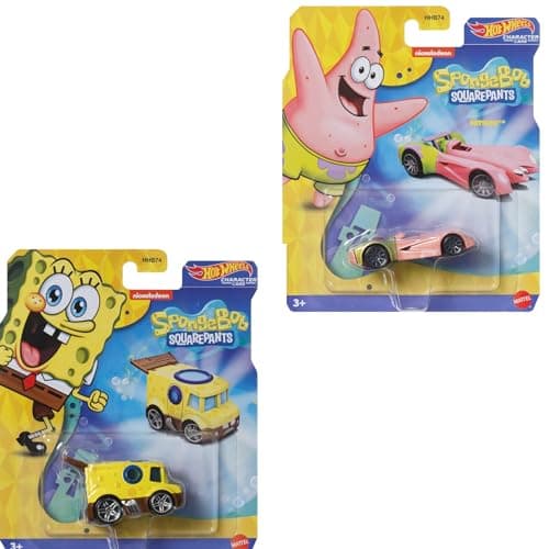 Hot Wheels Character Cars Spongebob Squarepants Patrick 2Pack DieCast 164 Scale HXC70 HXC76 Kids Collector Favorite Ages 3