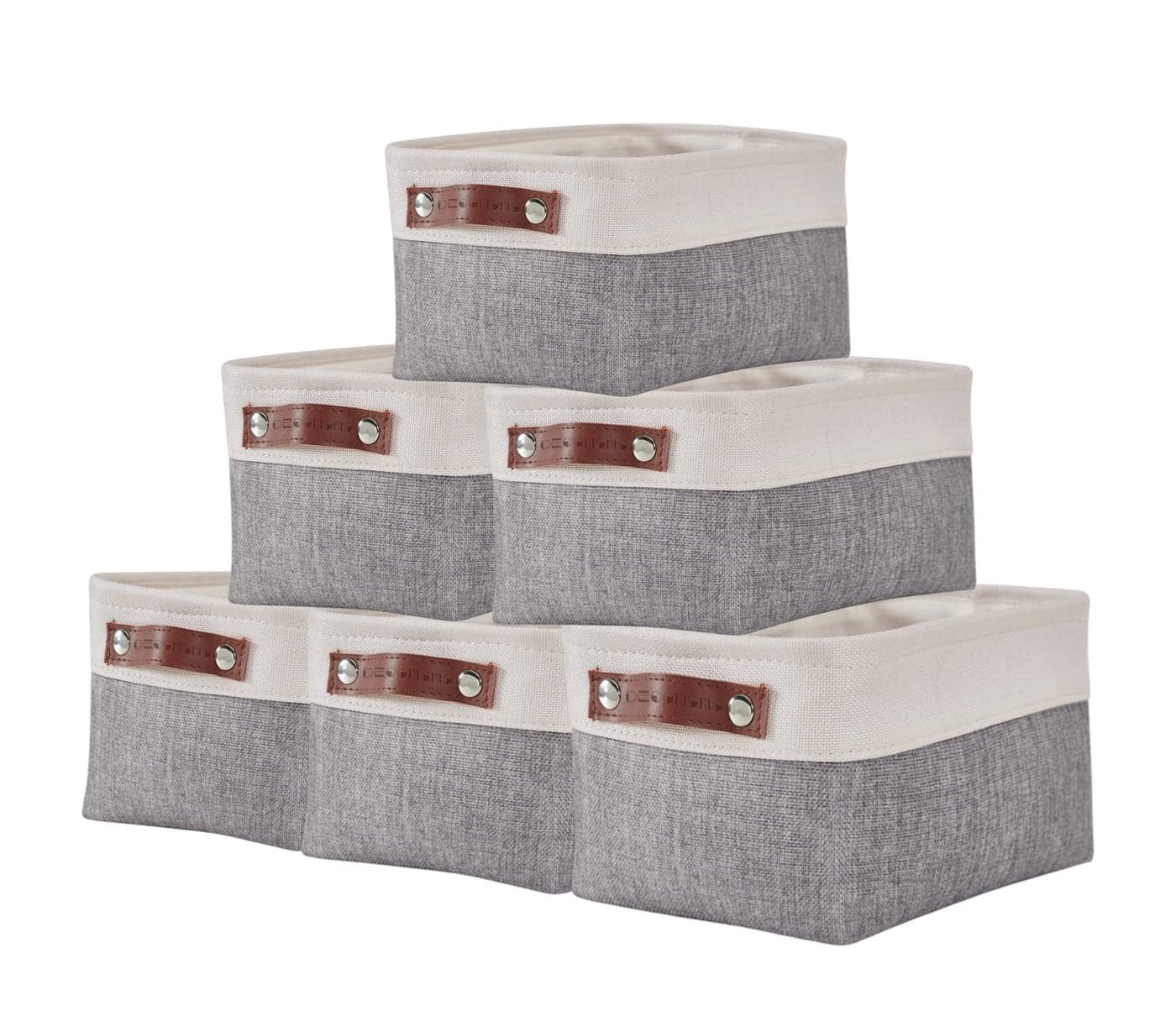 DECOMOMO Small Storage Basket Closet Storage Bins Baskets for Organizing Shelves Grey White Small 6 Pack