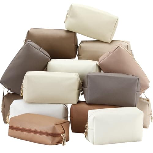 Kigeli Aesthetic Makeup Bags PU Leather Cosmetic Pouches Waterproof Plain Toiletry Bags Makeup Pouches Bulk for Women Party Gift Travel Storage OrganizerRetro Color71 x 28 x 43 in