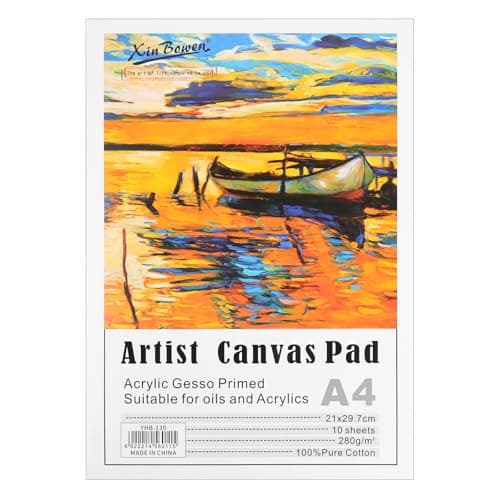 YOLCAR Canvas Pad for Painting 10 Sheets of 1169x866 Pure Cotton Canvas A4 Size White PrePrimed for Instant Use