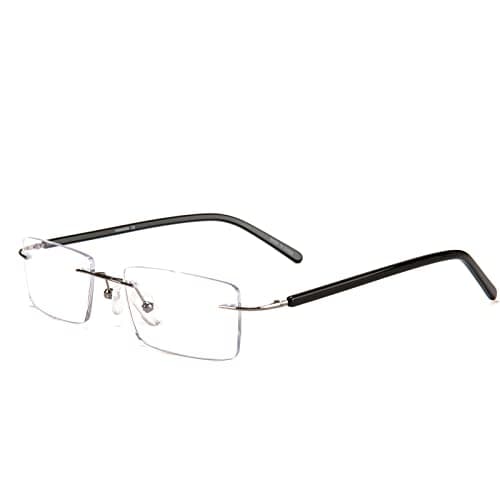 FONHCOO Blue Light Blocking Glasses Anti Blue Ray Unisex Lightweight Rimless Frameless Rectangle Computer Gaming Glasses Anti-Glare, Anti-Fatigue (Grey)