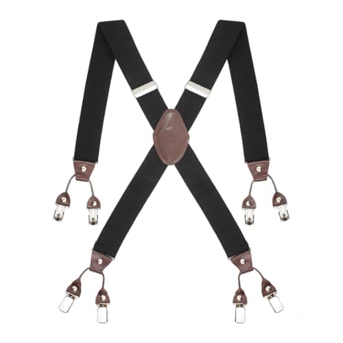 Peluche Novelist Charmer Black & Brown X Back 8 Clips Suspender (Strap Width- 3.5cm)