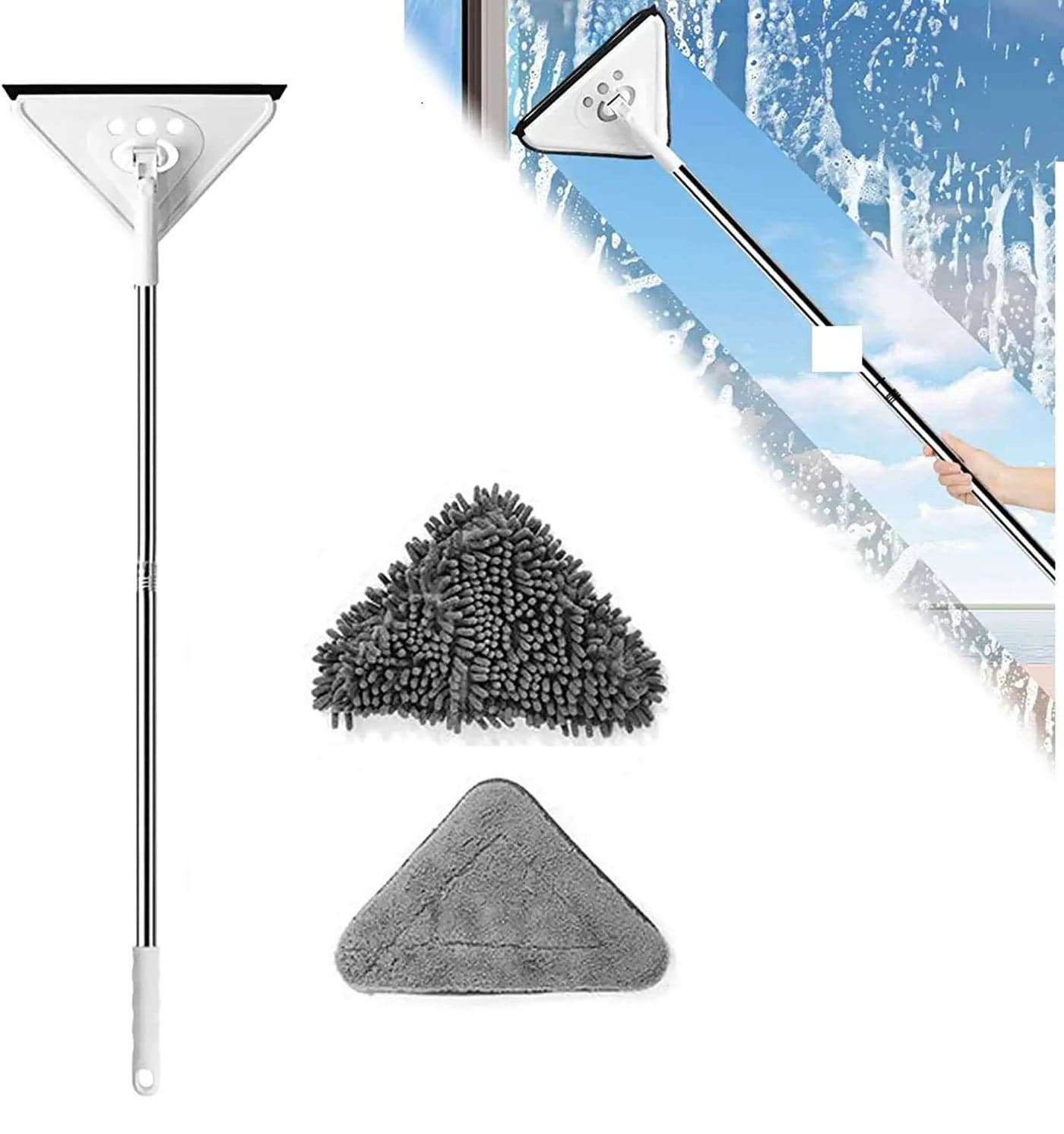 Calyrex Triangle MOP Rotatable Triangle Microfiber Flat Floor Mop with Long Handle Multicolour