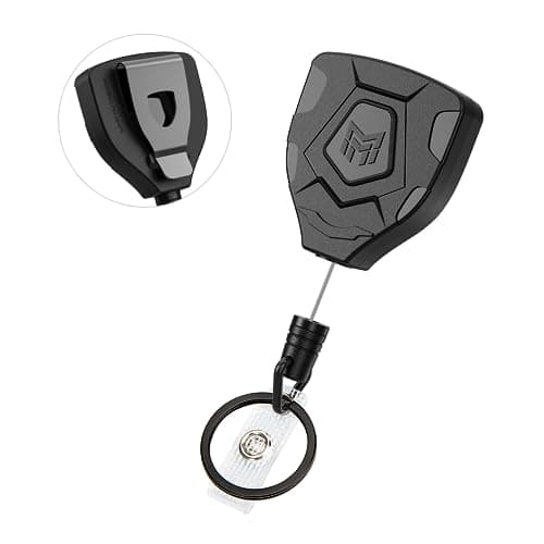 MNGARISTA Heavy Duty Retractable Keychain with Belt Clip, ID Badge Reel Key Chain, Badge Holder with 31.5' Steel Cord and Key Ring, 9.0oz, Black