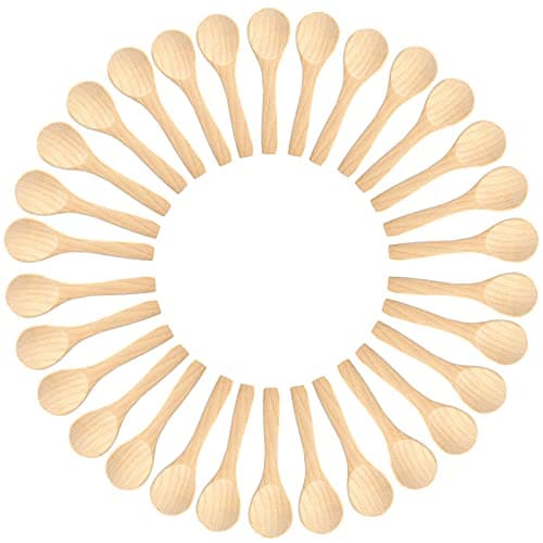 Small Mini Wooden Spoons 50 PCS for Body Scrubs/Sugar Scrubs/Spices/Ice Cream/Bath Salts, 3.93inch