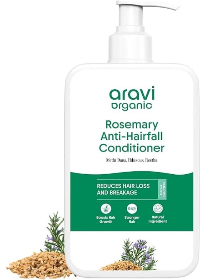 Aravi Organic Rosemary Anti Hair Fall Conditioner | 2X Hair Fall Control | Silky, Smooth & Manageable | Rosemary & Hibiscus | Sulphate & Paraben Free | Dry, Frizzy & Damaged Hair | Men & Women