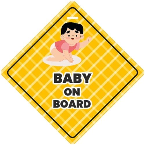 CVANU 2pcs Baby on Board Laminated Kids Safety Vinyl Sticker with 2 Suction Cup for Car Drivers (6inX6in)_R2-19