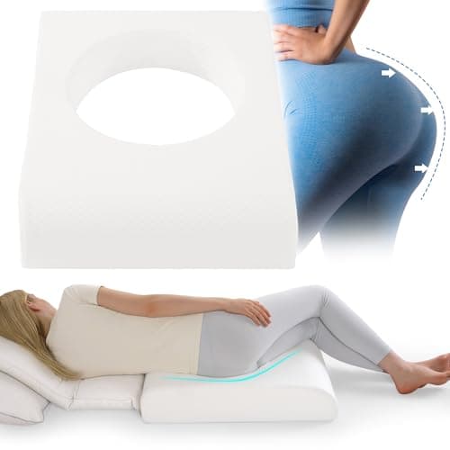 HOMBYS BBL Pillow After Surgery for SleepingHigh Density Foam Butt PillowBrazilian Butt Lift Pillow Post Surgery Recovery for SleepingBBL Chair with Hole White