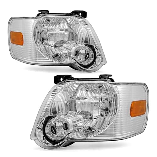 ADCARLIGHTS Headlights Compatible with 2006 2007 2008 2009 2010 Ford Explorer 2007-2010 Ford Explorer Sport Trac Chrome Housing with Amber Reflector Headlamp Driver And Passenger Side