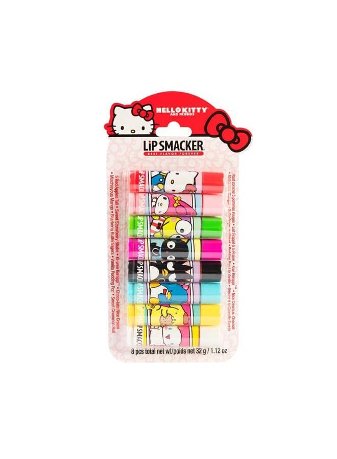 Sanrio Hello Kitty and Friends 8-Piece Flavored Lip Balm, My Melody, Little Twin Stars, and Chococat, Hydrating & Protecting - Cruelty-Free