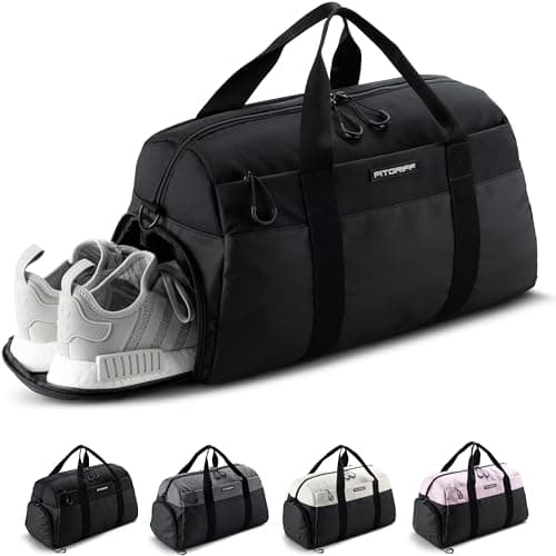 Fitgriff® Gym Bag V2 for Men and Women with Shoe & Wet Compartment - Duffle Bag for Travel, Sports, Fitness and Workout (Full Black, 22 x 12 x 13″ (Medium))
