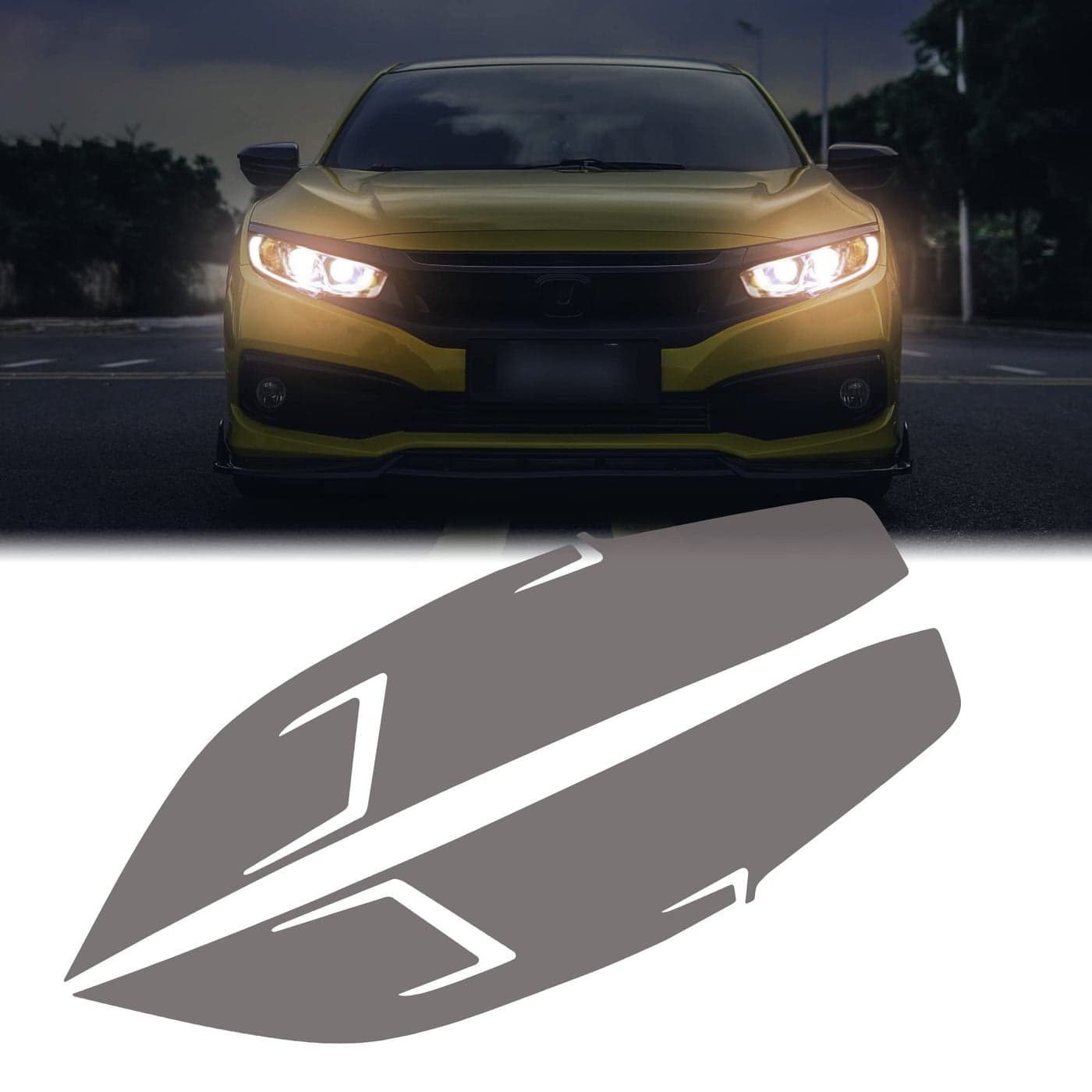 TOMALL 1 Pair Vinyl Headlight Films Smoke Tint Compatible with Honda Civic 20162021 Car Headlight Transmission Self Adhesive Stickers Exterior Vinly Smoke Decorations Trim for Car 35 Light Black