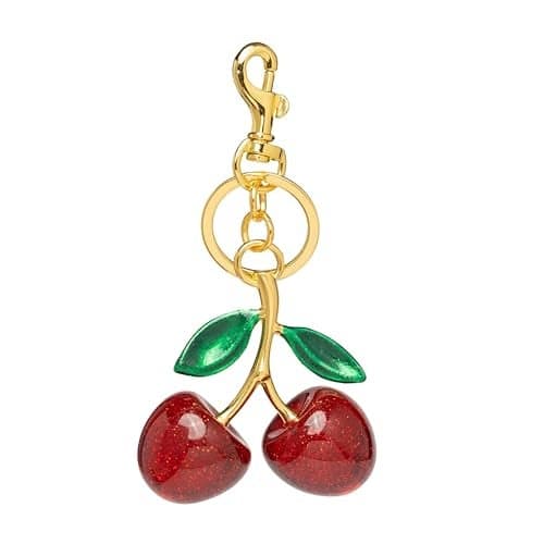 Poitvd Cherry Keychains Bag Charms Purse for Women, Car Key Chains Women Cute Gifts for Birthday Mothers Christmas Valentine Bag Purse Accessory(red green)