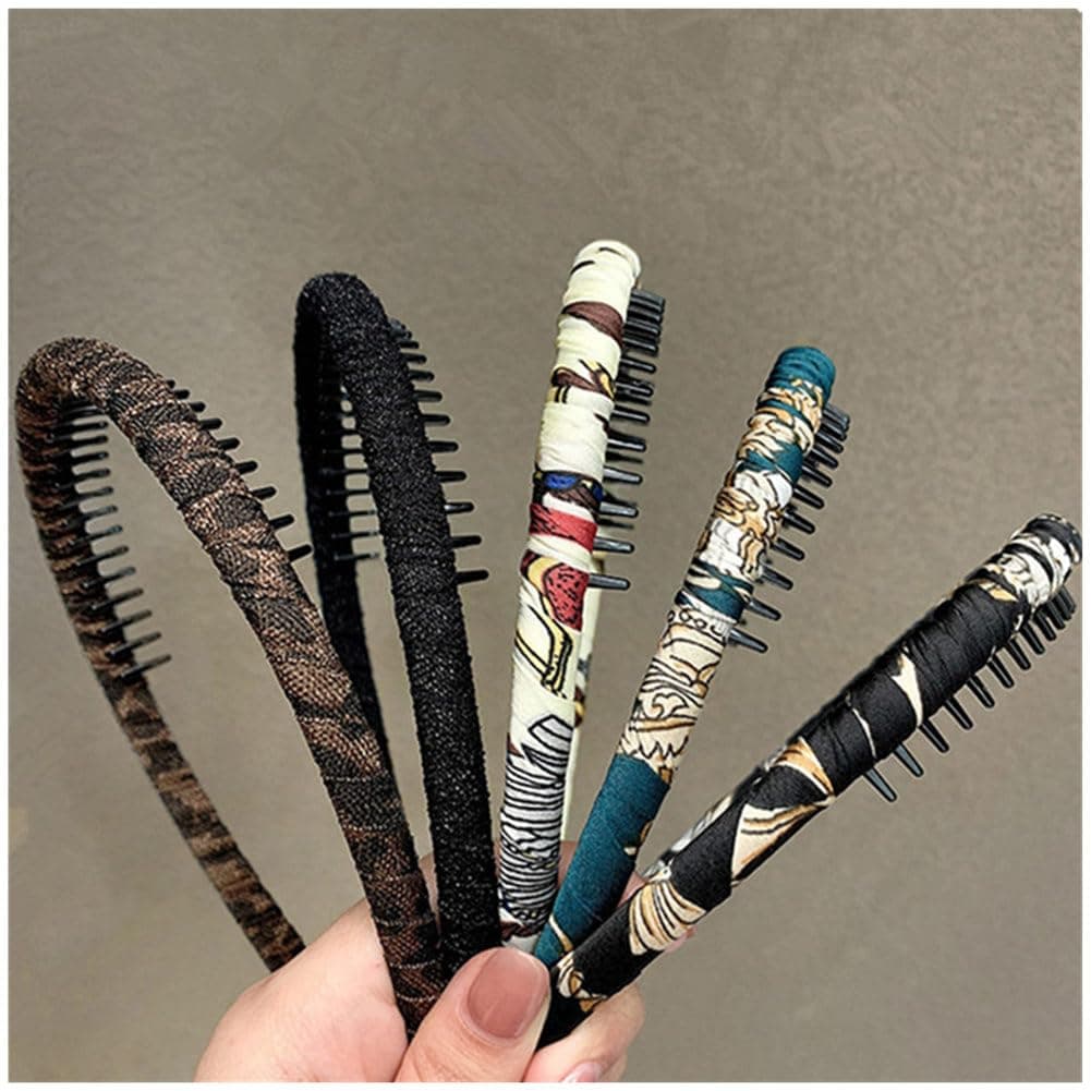 LOVEF 5 Pieces Womens Girls Fashion Headband with Resin Plastic Teeth Comb Hairband Hair Hoop
