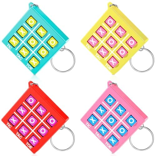 Hicarer 16 Pcs Tic Tac Toe Game Party Favor Goodie Bag Stocking Stuffer Kids 812 Tic Tac Toe Keychain Classroom Prize Puzzle Game Birthday Party Gift for Boy Girl Valentines Day Macaroon Color