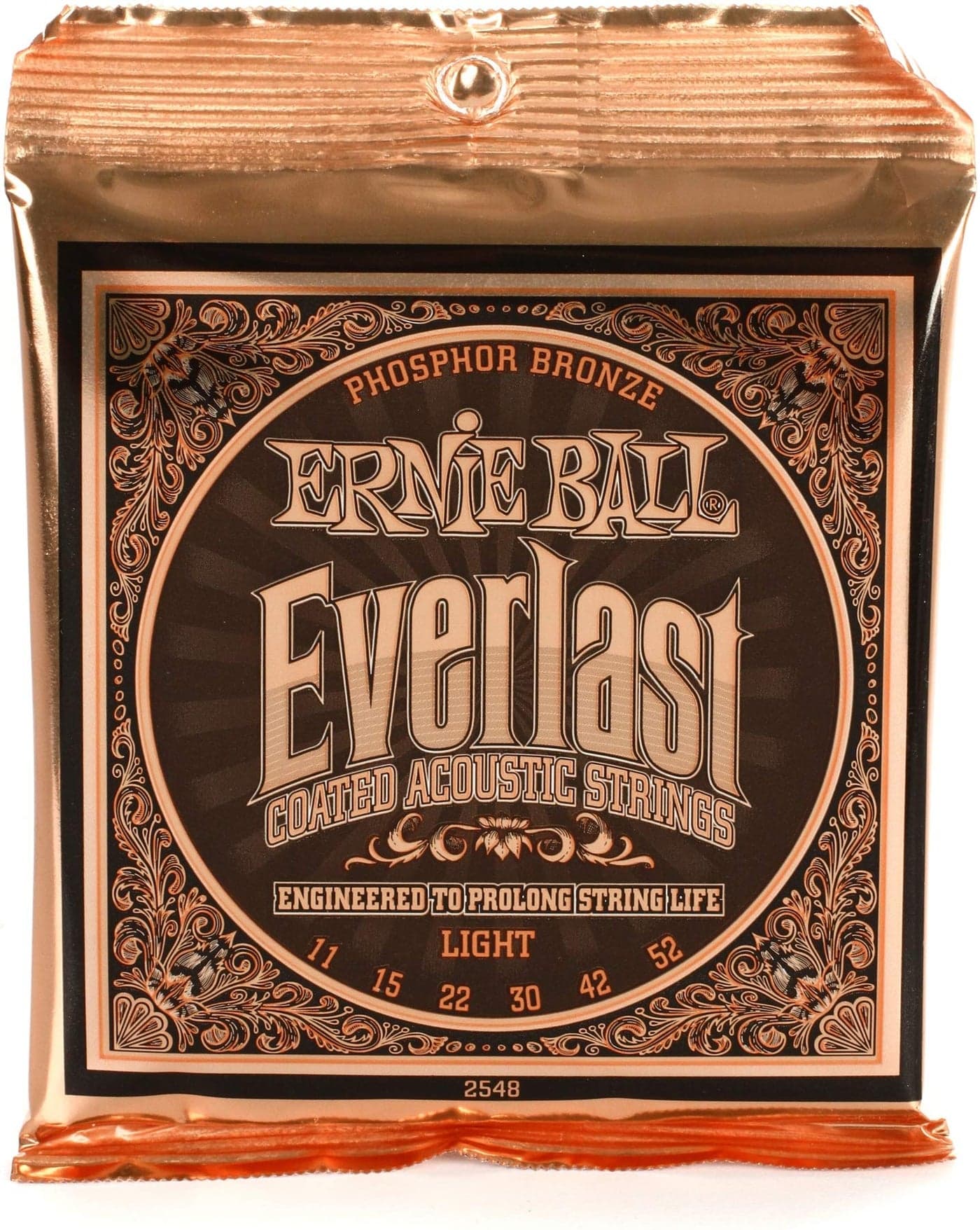 Ernie Ball Everlast Light Phosphor Bronze Acoustic Guitar Strings, 11-52 Gauge (P02548)