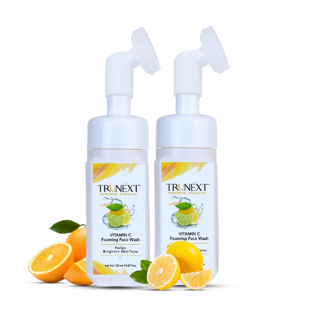 Trunext Vitamin C Foaming Face Wash Pack of 2 150ml Each Brightening AntiAging Deep Cleansing for All Skin Types Natural ChemicalFree Glow Boost Formula