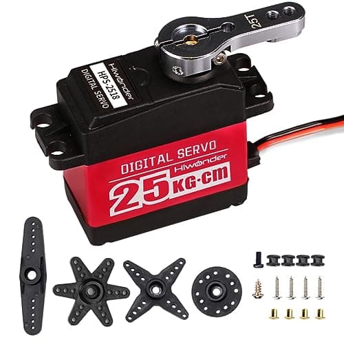 25KG Digital Servo Motor High Torque PWM Servo Waterproof Full Metal Gear Steering Servo for Robotic Arms and DIY Robot Making Digital Servo with 25T Servo Horn Control Angle 180