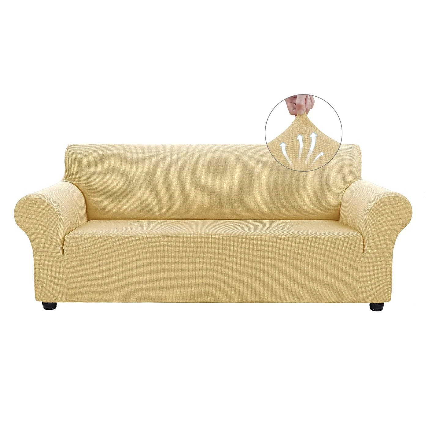 Asnomy Sofa Covers for 2 Cushion Couch Stretch loveseat Covers Slipcovers Pet Protector Furniture Covers for Dogs Cats Spandex Jacquard Fabric Small Checks MediumChampagne