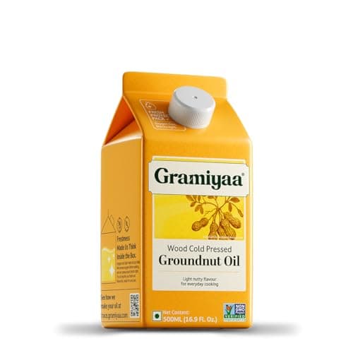 Gramiyaa Cold Pressed Groundnut Oil 500 Ml | Traditionally Extracted | Chemical-free, Zero Trans-fat Cooking Oil | Unrefined Oil | Kachi Ghani Peanut oil for Cooking