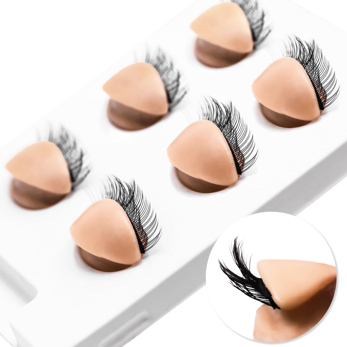 Miuffue 3 Pairs 2 Layers Eyelash Practice Eyelids for Mannequin Head Silicone Rubber Removable Realistic Eyelash Extension Eyelids for Lash Training