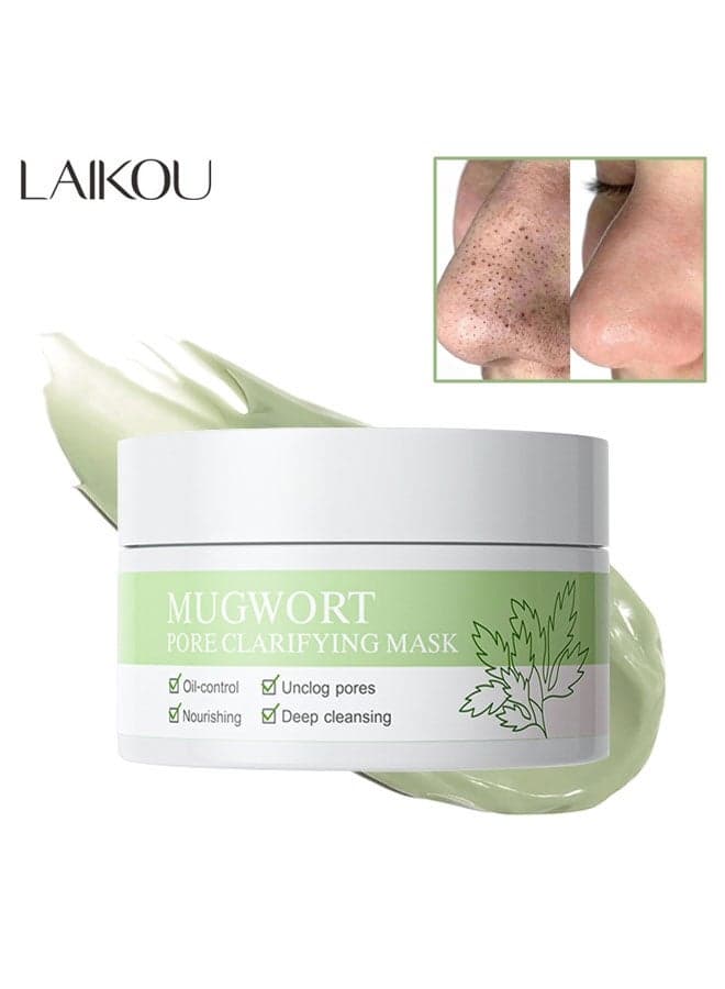 Mugwort Pore Clarifying Mask 100g | Mugwort Anti-Pores & Acne Clay Mask | Deep Cleansing, Oil Control, Blackhead Reduction & Pore Minimizing | Moisturizing & Soothing For All Skin Types