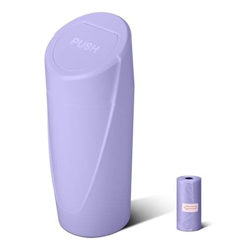 SGLRT Car Trash Can Bin with Lid - Car Garbage Can Cup Holder - Light Purple Mini Leakproof Vehicle Garbage Bin with 20pcs Trash Bags-Automotive Organizers and Storage for Front Back Seat Accessories