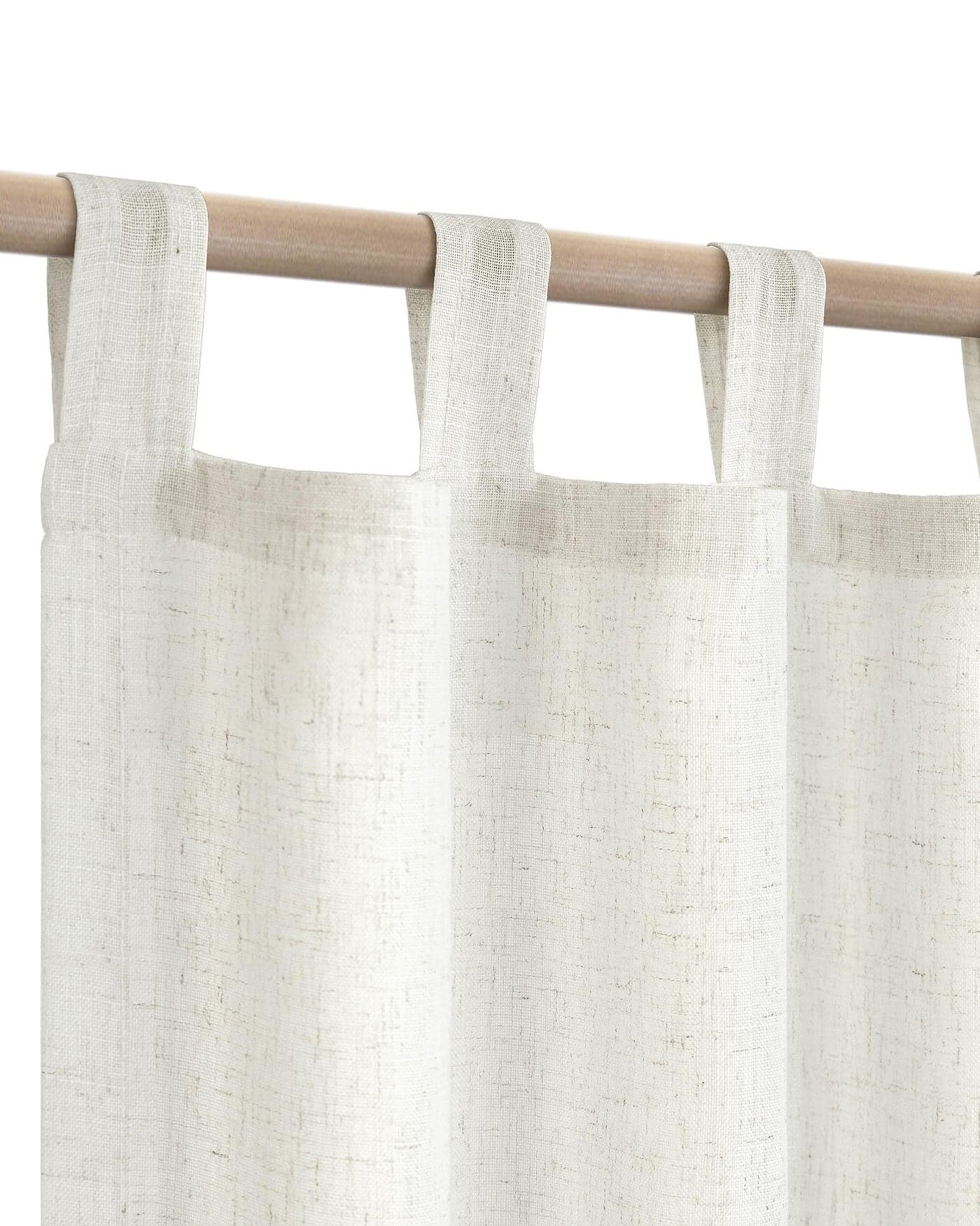 Farmhouse Linen Curtains - 84 Inch Length, 2 Panels Set, Tab Top Semi Sheer Light Filtering Country Boho Curtains for Living Room, Bedroom, Nursery, 52x84 Inches, Neutral Cream
