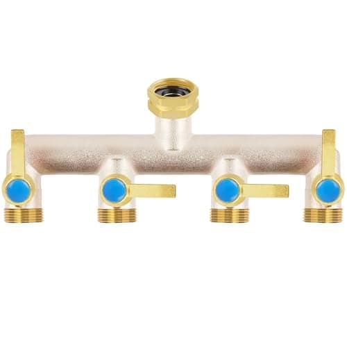 Upgraded Brass Garden Hose Splitter 34 Hose Splitter 4 Way Heavy Duty with Extension Handles Outdoor Faucet Splitter Water Spigot Splitter with Individual OnOff Valve