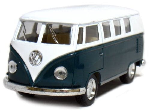 KiNSMART 1962 Volkswagen Classic Bus 132 Scale 5 Die Cast Metal Model Toy Van Pullback Acation Green