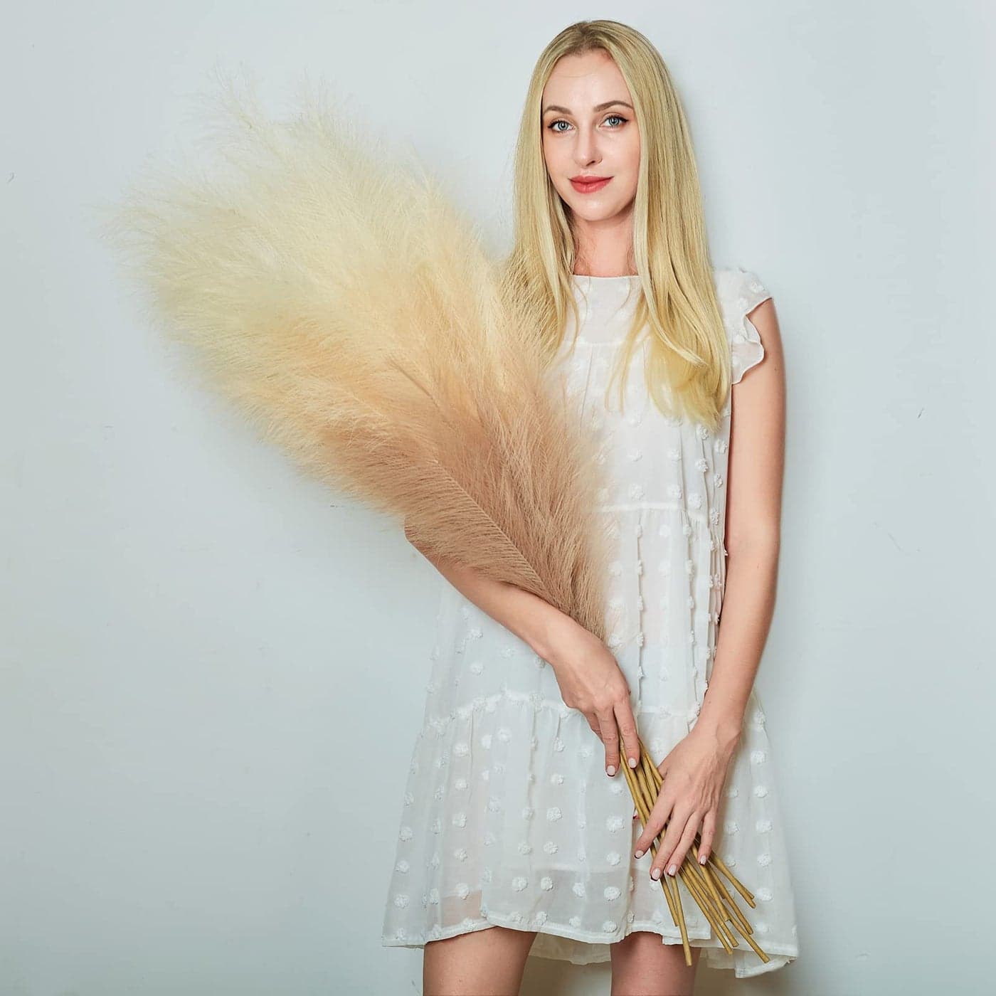 EVODIS Faux Pampas Grass Decor 6 Stems Artificial Pampas Grass 43 inch Tall Pompass Grass Large Pompous Boho Flower Arrangement Home Decor for Room Wedding Party