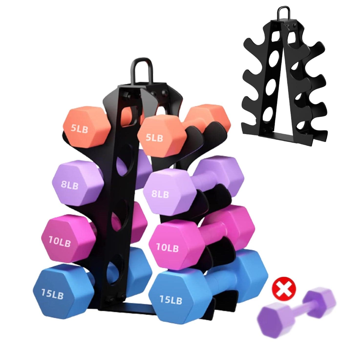 EXBTOKA Dumbbell Rack Stand Only 4 Tier Weight Rack for Dumbbells 515LB Upgraded Handle Compact AFrame Weight Rack Suitable for Home Gym No Dumbbells Rack Only