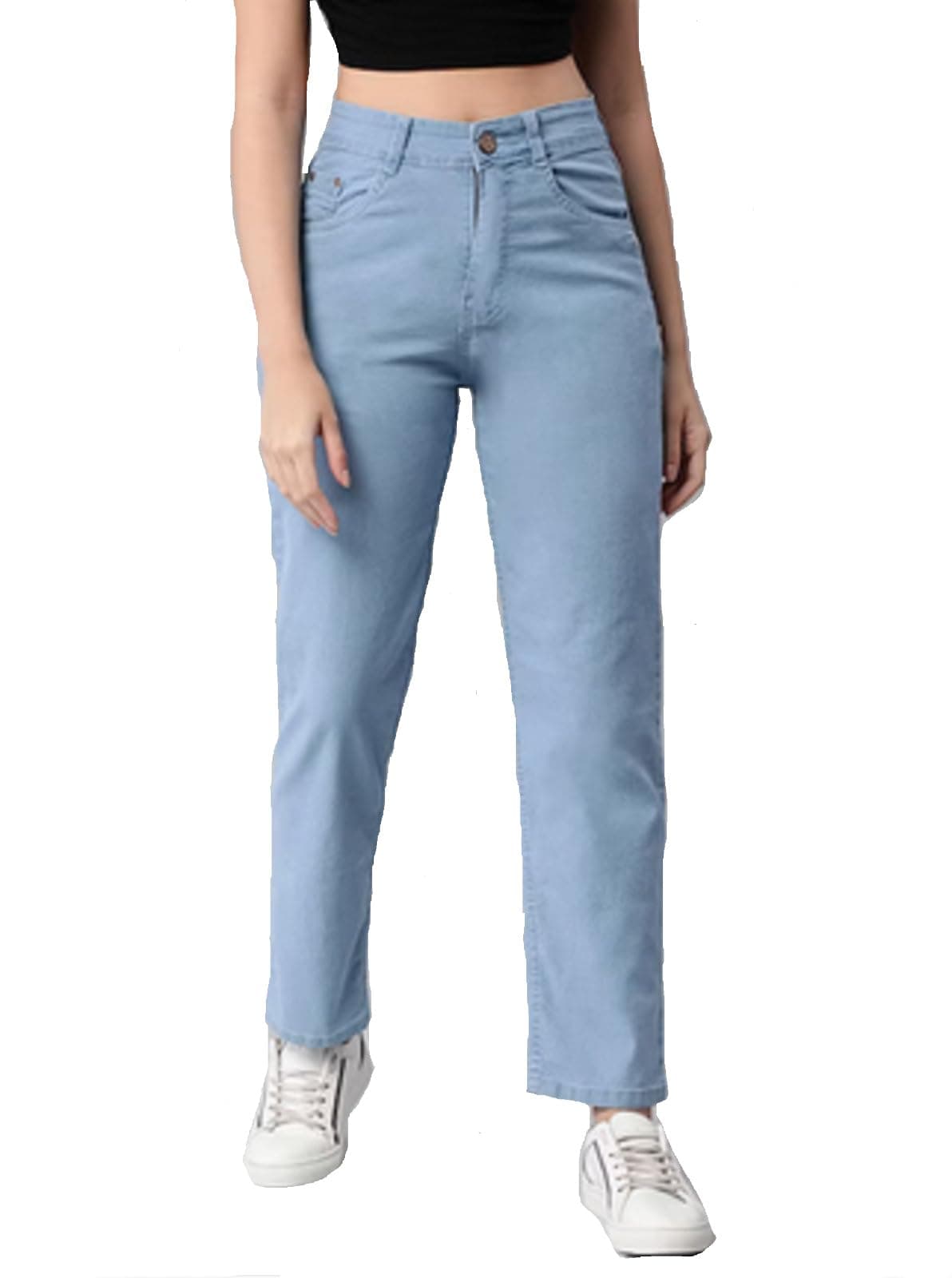 ADBUCKS Women High Rise Full Length Straight Fit Stretchable Jeans | |, Blue, 30