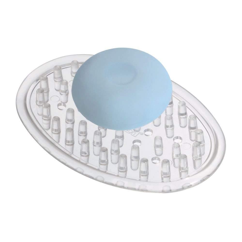 iDesign Plastic Soap Saver Holder Tray for Bathroom Counter Shower Kitchen 075 in x 325 in x 475 in Clear