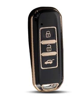 CLOUDSALE TPU Car Key Cover Compatible with MG Hector Smart Key (Gold Black)
