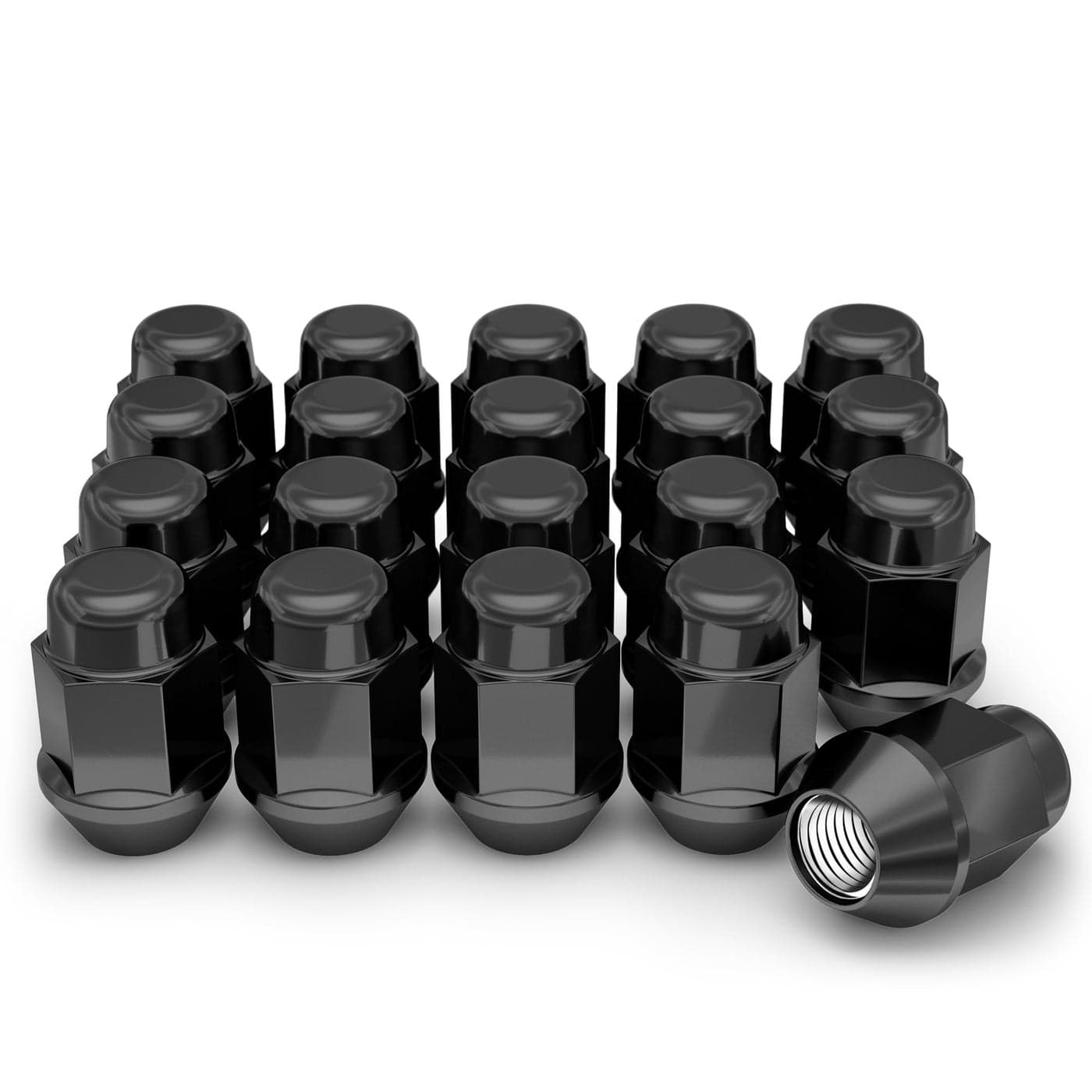 White Knight 1706SBK20AM Black Chrome M12x125 Bulge Acorn Lug Nut 20 Pack