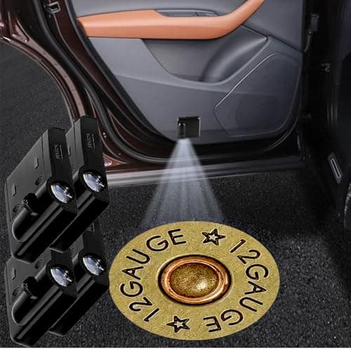 LMZLJZ 4PCS Car Door Lights12 Gauge Bullet Shaped Brass Door Lights Logo Projector LED Shadow Welcome LampCool Car Accessories Gifts for Men WomenSuitable for All Vehicles Motorcycle Bike