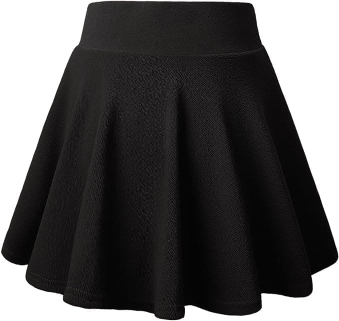 ALYNE Girl's/Women's Classic Stretchy All Time Classy Flared Skater Skirt (L, Black)