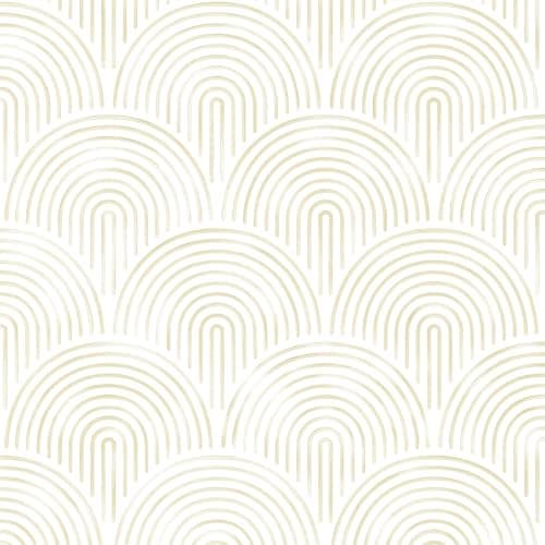 Aniboo Modern Peel and Stick Wallpaper Boho Contact Paper Neutral Self Adhesive Removable Wallpaper for Bathroom Kitchen Bedroom Beige Geometric Decorative Contact Paper Abstract Vinyl 197inL 173inW